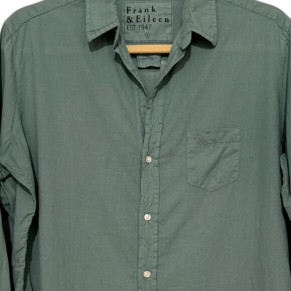 Frank & Eileen Olive Green Barry Tailored Button Up Shirt Small Army Minimal - Picture 6 of 7